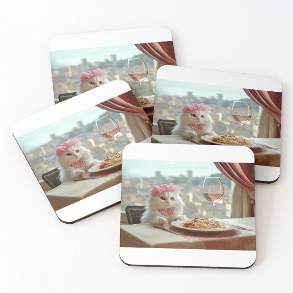Item preview, Cat Dining on Pasta in an Italian Restaurant designed and sold by GoxyVision.