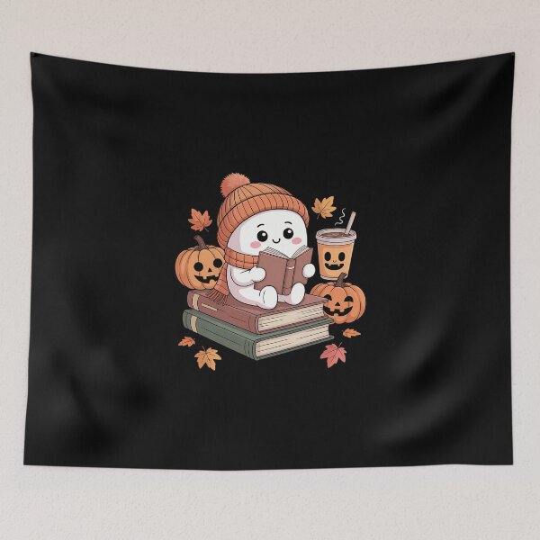 Item preview, Halloween Ghost Reading Book Lovers Coffee Girl designed and sold by DeadlockCrew.