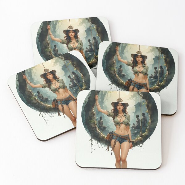 Item preview, Jungle Explorer Pinup – Mysterious Temple Adventure designed and sold by Lightning-Lace.