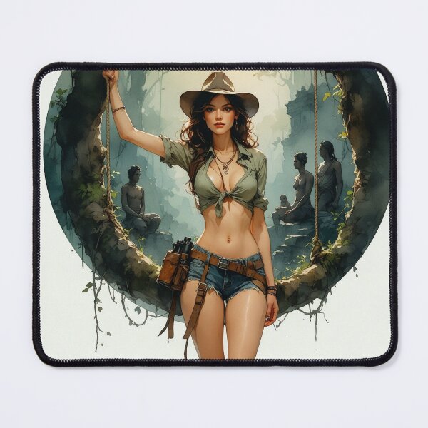 Item preview, Jungle Explorer Pinup – Mysterious Temple Adventure designed and sold by Lightning-Lace.