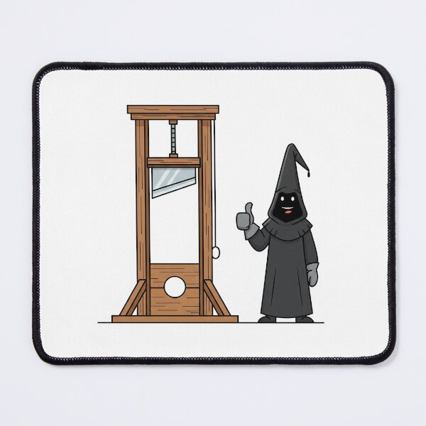 Item preview, Happy Executioner in Black Robes next to Guillotine designed and sold by CharlesBeuck.