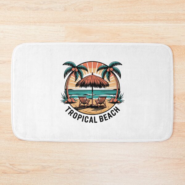 Item preview, Tropical Beach Sunset - Palm Trees and Umbrella Paradise  designed and sold by PhilllandArt.