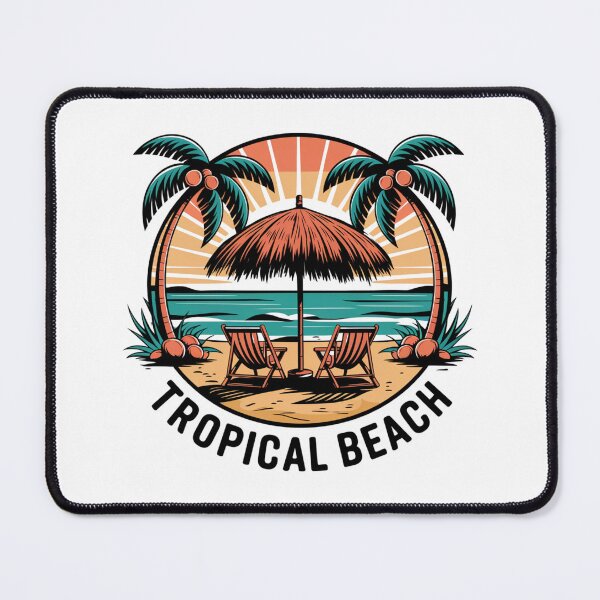 Item preview, Tropical Beach Sunset - Palm Trees and Umbrella Paradise  designed and sold by PhilllandArt.
