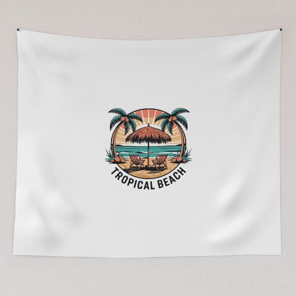 Item preview, Tropical Beach Sunset - Palm Trees and Umbrella Paradise  designed and sold by PhilllandArt.