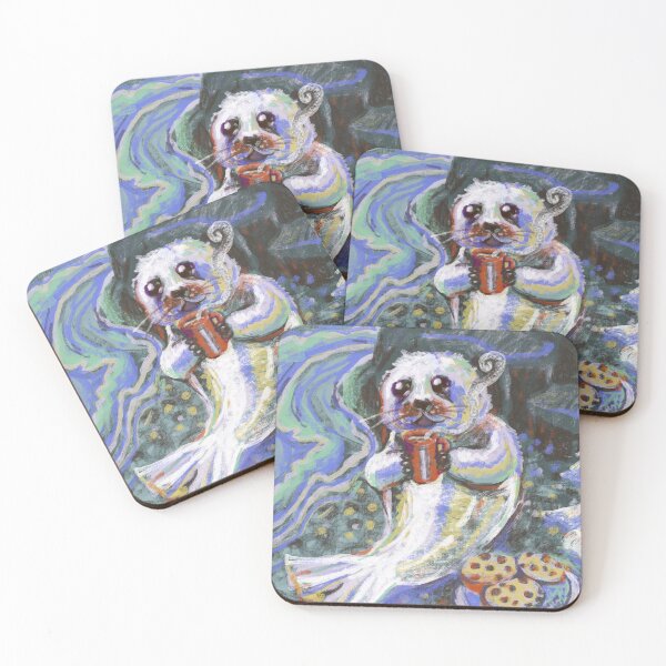 Item preview, harp seal drinking hot chocolate with cookies designed and sold by guilhernunes.