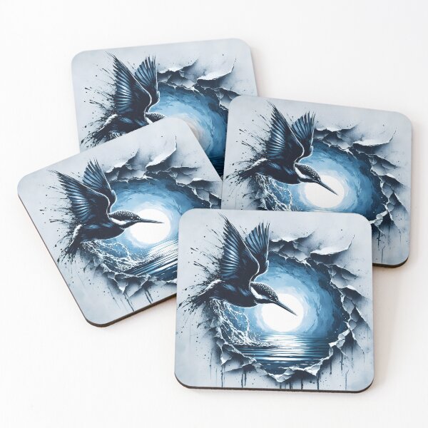 Item preview, Blue Charcoal Kingfisher and Water, Ai Generated Art  designed and sold by ACC .