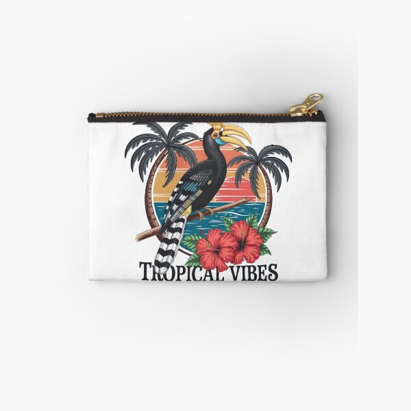 Item preview, Tropical Vibes Hornbill - Palm Trees and Hibiscus Sunset  designed and sold by PhilllandArt.