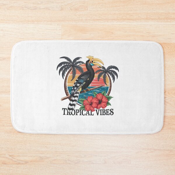Item preview, Tropical Vibes Hornbill - Palm Trees and Hibiscus Sunset designed and sold by PhilllandArt.
