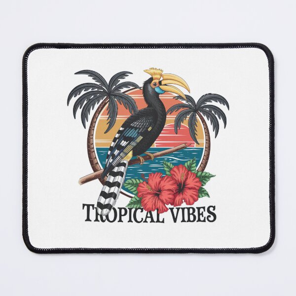 Item preview, Tropical Vibes Hornbill - Palm Trees and Hibiscus Sunset designed and sold by PhilllandArt.
