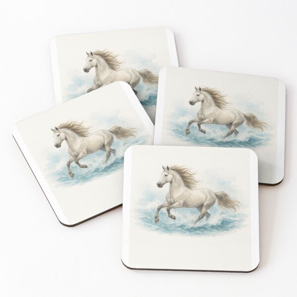 Item preview, Lusitano Horse Riding the Waves – Watercolor Art Print designed and sold by Rootugal.