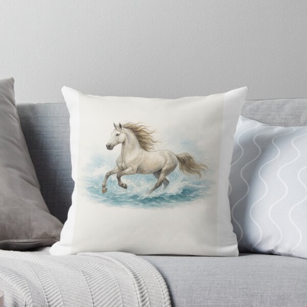 Item preview, Lusitano Horse Riding the Waves – Watercolor Art Print designed and sold by Rootugal.
