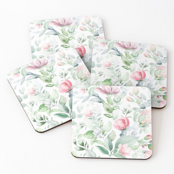 Item preview, Elegant Watercolor Floral Pattern with Soft Pastel Blooms and Green Leaves designed and sold by AlexeyevZurga.