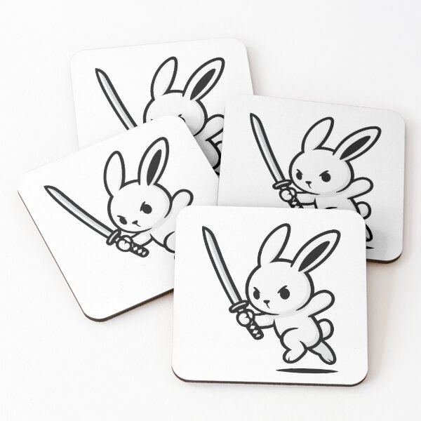 Item preview, Cute Samurai Bunny Sticker – Black & White Ninja Rabbit with Katana designed and sold by PrintsGate.