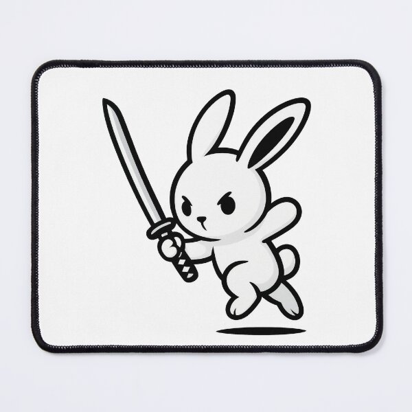 Item preview, Cute Samurai Bunny Sticker – Black & White Ninja Rabbit with Katana designed and sold by PrintsGate.