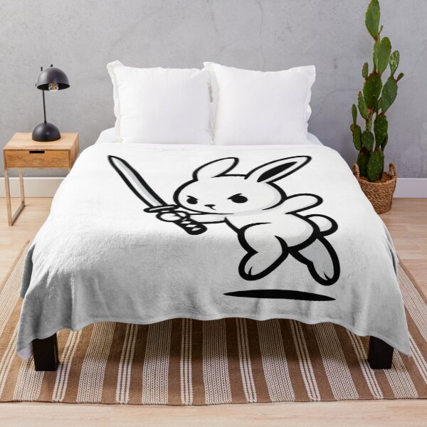 Item preview, Cute Samurai Bunny Sticker – Black & White Ninja Rabbit with Katana designed and sold by PrintsGate.