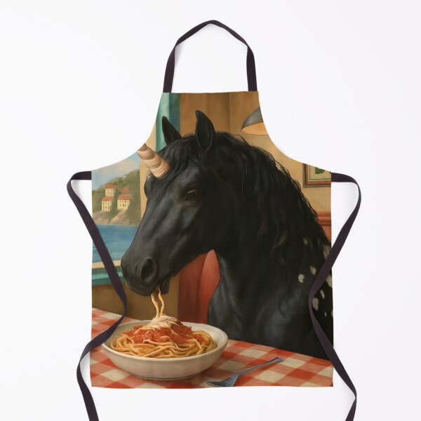 Item preview, Appaloosa Unicorn Eats Spaghetti at the Diner designed and sold by Midlifeartist.