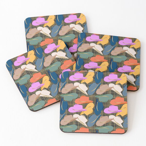 Item preview, Colorful Cowgirl's Hats with Gold Plaid Background designed and sold by slavitriart.