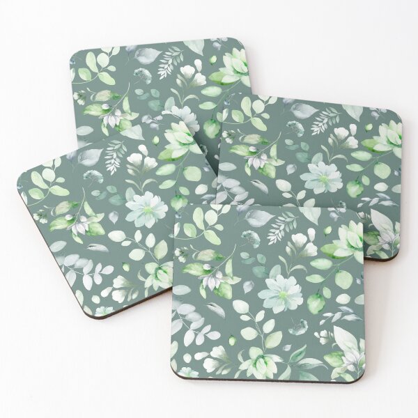 Item preview, Green and White Floral Pattern – Elegant Watercolor Botanical Seamless Design designed and sold by AlexeyevZurga.