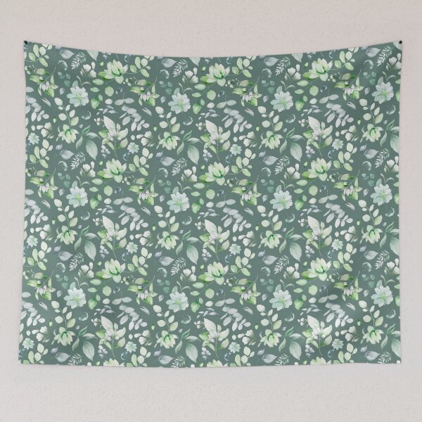Item preview, Green and White Floral Pattern – Elegant Watercolor Botanical Seamless Design designed and sold by AlexeyevZurga.
