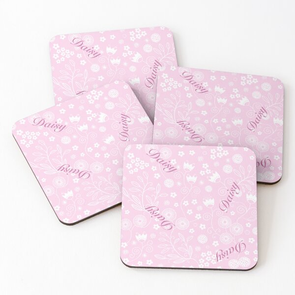 Item preview, Daisy name on pink floral background  designed and sold by QuirkyCraftz.