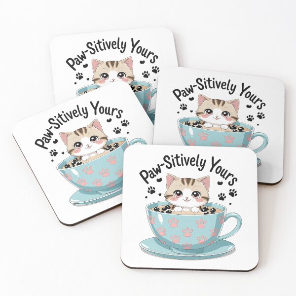 Item preview, Paw-sitively Yours, Kawaii Cat Boba Tea Pun designed and sold by Bliss Find And Design.