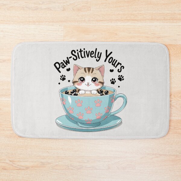 Item preview, Paw-sitively Yours, Kawaii Cat Boba Tea Pun designed and sold by Bliss Find And Design.