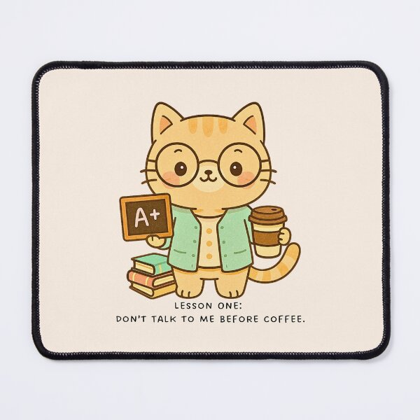 Item preview, esson One: Don’t Talk to Me Before Coffee – Back to School Kawaii Cat Sticker designed and sold by Queen Kaffeine.