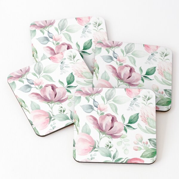 Item preview, Pink, White, and Green Floral Pattern – Watercolor Botanical Seamless Design designed and sold by AlexeyevZurga.