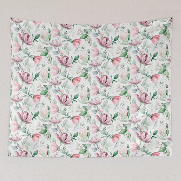 Item preview, Pink, White, and Green Floral Pattern – Watercolor Botanical Seamless Design designed and sold by AlexeyevZurga.