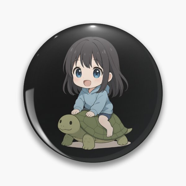 Item preview, Cute Chibi Girl Riding Turtle – Funny Kawaii Anime Animal Art designed and sold by ColorSplash123.