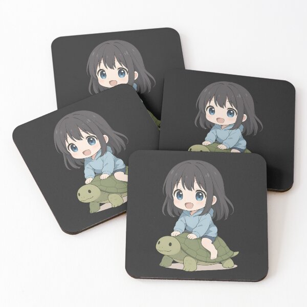 Item preview, Cute Chibi Girl Riding Turtle – Funny Kawaii Anime Animal Art designed and sold by ColorSplash123.