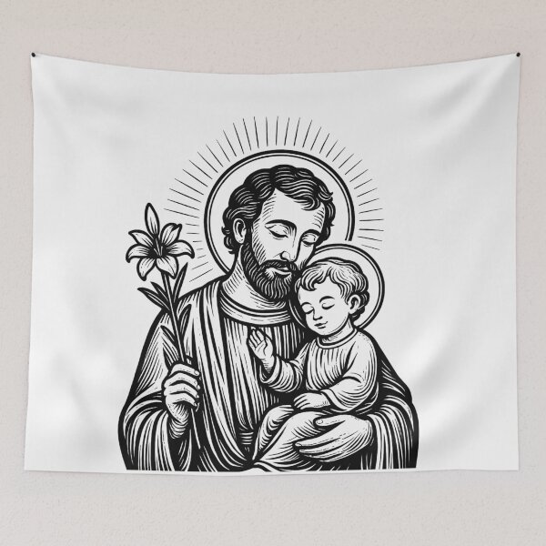 Item preview, Saint Joseph with the Child Jesus – Catholic Illustration designed and sold by arteopolis.