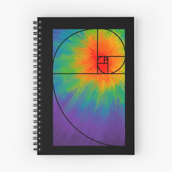 Item preview, Rainbow Fibonacci spiral – black outline designed and sold by kvictoria1.