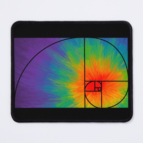 Item preview, Rainbow Fibonacci spiral – black outline designed and sold by kvictoria1.