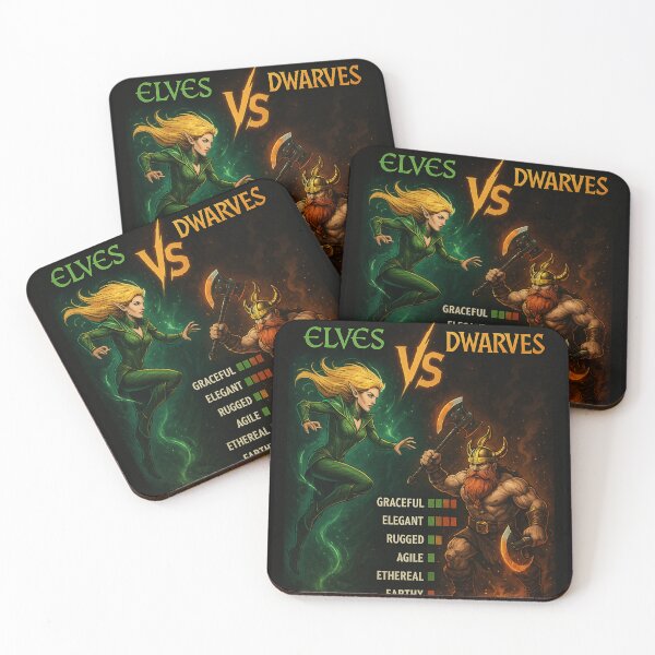 Item preview, High fantasy design elves vs dwarves designed and sold by Legacy Pulp Studio.