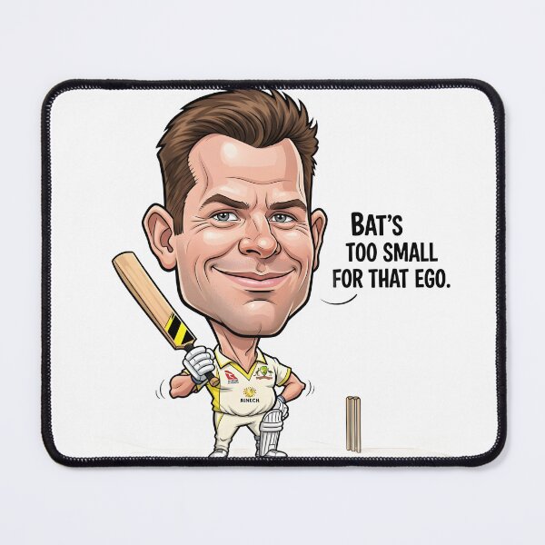 Item preview, “Bat’s Too Small for That Ego” – Steve Smith Caricature designed and sold by WhisperFrame.