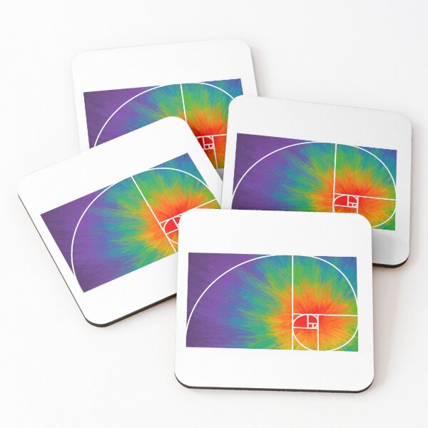 Item preview, Rainbow Fibonacci spiral – white outline designed and sold by kvictoria1.