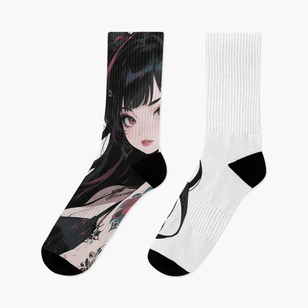 Item preview, Colorful Tattooed Punk Anime Girl – Neon Ink & Street Style Art designed and sold by Ping0686.