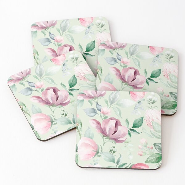 Item preview, Pink, White, and Green Botanical Pattern – Soft Watercolor Floral Seamless Design designed and sold by AlexeyevZurga.