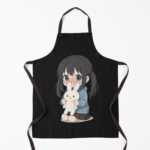 Item preview, Shy Blushing Chibi Girl with Bunny Plush – Cute Kawaii Anime Art designed and sold by ColorSplash123.