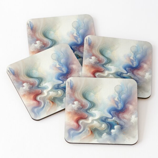 Item preview, “Dance of the Clouds – Abstract Waves in Blue & Coral” designed and sold by Zenlines by Ralf Gradl.
