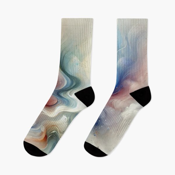 Item preview, “Dance of the Clouds – Abstract Waves in Blue & Coral” designed and sold by Zenlines by Ralf Gradl.