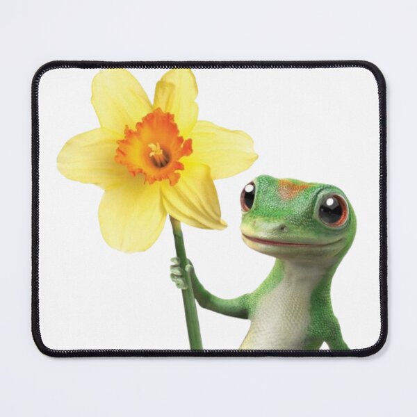 Item preview, Green Lizard Holding a Yellow Flower Illustration designed and sold by AesthinkArt.