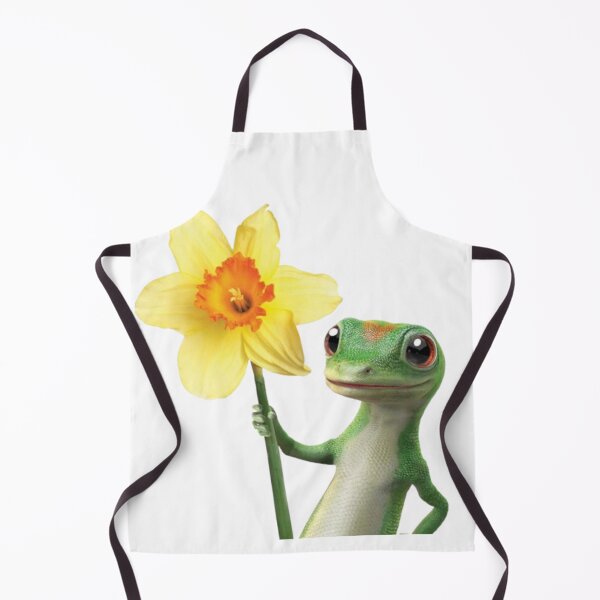 Item preview, Green Lizard Holding a Yellow Flower Illustration designed and sold by AesthinkArt.