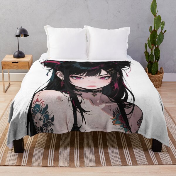 Item preview, Colorful Tattooed Punk Anime Girl – Neon Ink & Street Style Art designed and sold by Ping0686.