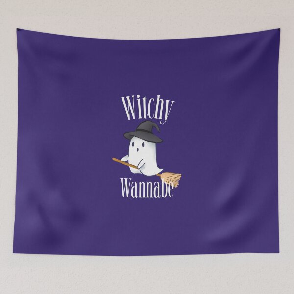 Item preview,  Witchy Wannabe – Cute Ghost on a Broom designed and sold by Novel Works Studio.