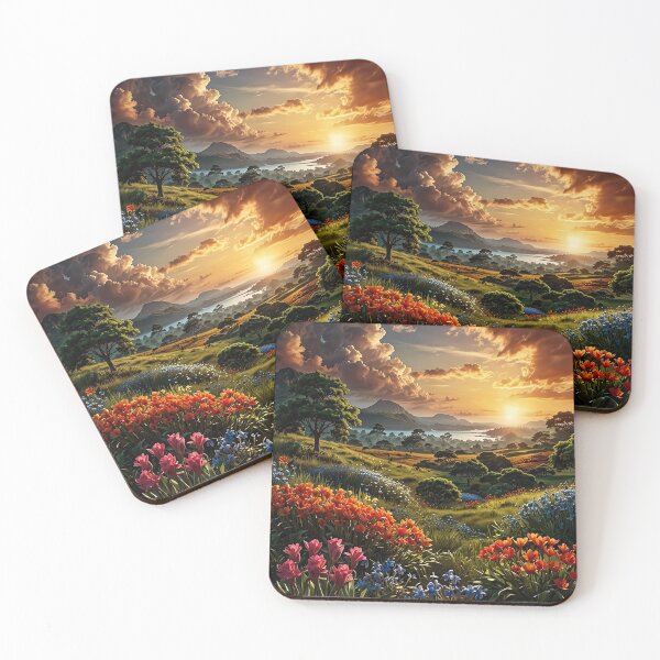 Item preview, Sunset over a flowering valley designed and sold by PixelParadies.