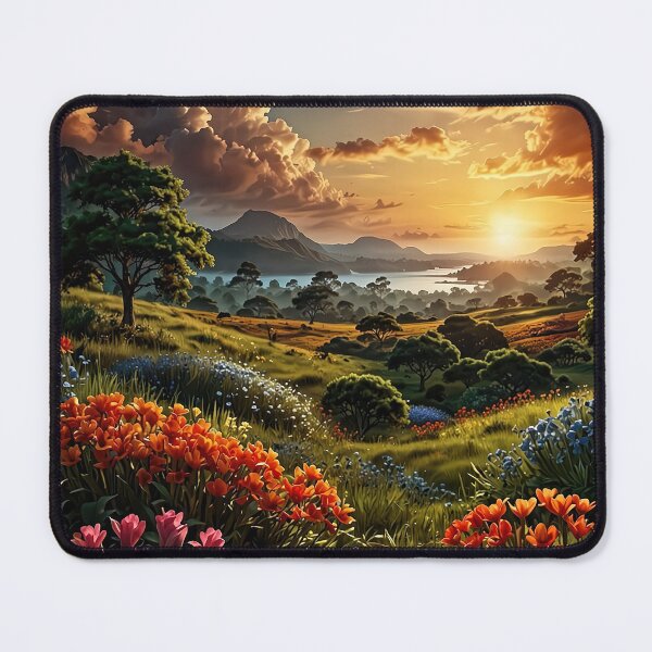 Item preview, Sunset over a flowering valley designed and sold by PixelParadies.