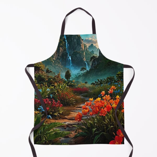 Item preview, Path through a flowering valley with waterfalls designed and sold by PixelParadies.
