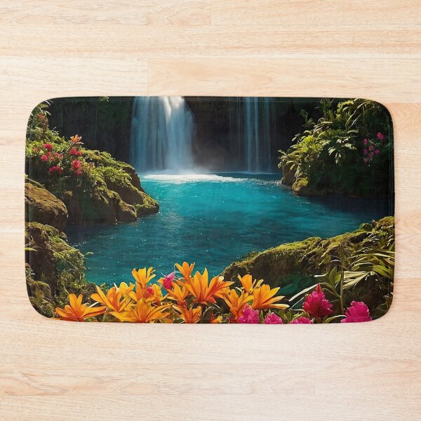 Item preview, Cascading waterfall in a tropical garden designed and sold by PixelParadies.